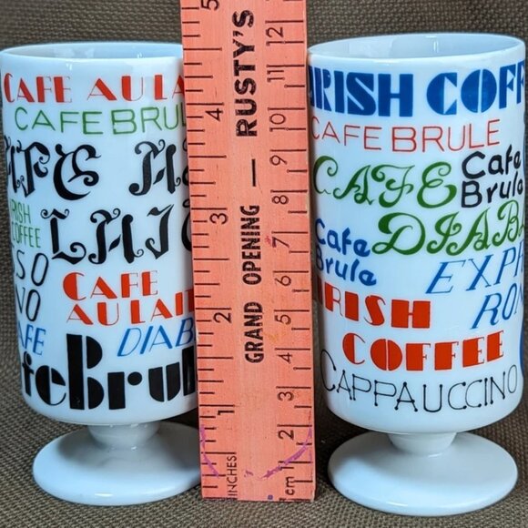 2 Vintage Coffee Words Cups made in Japan Typography Irish Expresso Cafe Au Lait - Picture 8 of 8
